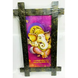 Ganesha Cross Wooden Painting Frame ( 19 x 32 inch ) 