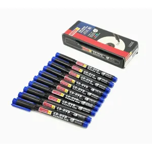 CD-DVD MARKER PEN - Small (Blue, Pack of 10) 