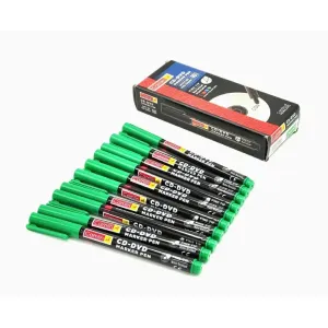 CD-DVD MARKER PEN - Small (Green, Pack of 10) 