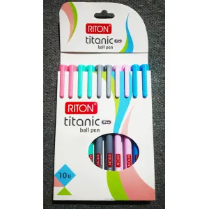 Riton - Titanic Pro Ball Pen (Pack of 10, Blue) 