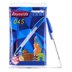 Reynolds 045 Fine Carbure Blue Ball Pen (Pack of 10, Blue) 