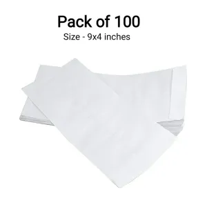 White Paper Envelope (Pack of 100, Size - 9 x 4 Inches) 