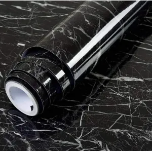 Marble Finish Decorative Wallpaper - BLACK ( 60 cm x 200 cm ) 
