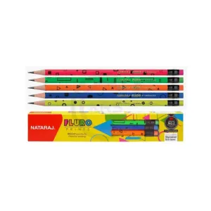 NATARAJ FLURO PRINT RUBBER TIPPED PENCILS