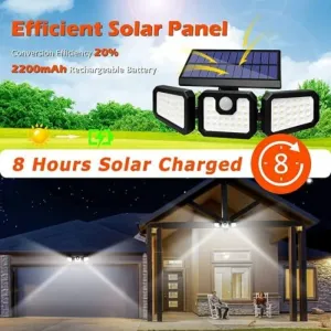HKV Led Bright Solar Lights Outdoor,74 LED Solar Motion Sensor Lights Outdoor, 3 Adjustabl