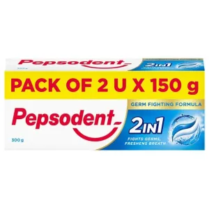 Pepsodent 2 in 1 Germ Fighting Formula Toothpaste 150 g (Pack of 2)