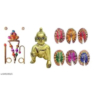Pittal Laddu Gopal Statue Pital Brass Murti Kanha ji with pushak Laddu Gopal Thakur Ji Met