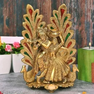 Radha krishna matki mor phankhi metal murti for Home decoration Showpiece item, Home decor