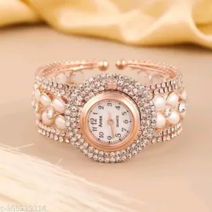 Pearl Diamond Bracelets Watch For Girls And Women