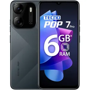 Tecno POP 7 Pro (Endless Black, 3GB RAM,64GB Storage) | Type C Port | 12MP Dual Camera | U