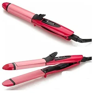  Nova 2 In 1 Hair Straightener Plus Curler with Ceramic Plate, Pink
