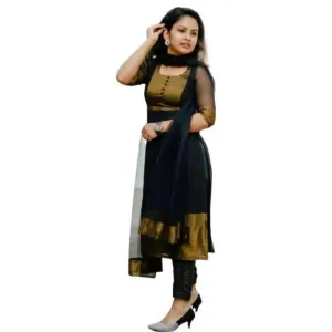 Stylish Fancy Georgette Golden Print Kurti With Buttom Duppatta