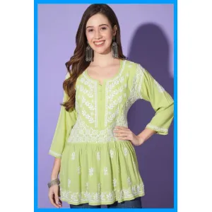Trendy Attractive Rayon Stitched Kurta for Women (light green)