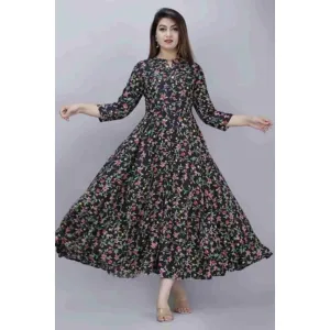 Festive Wear Rayon Printed Anarkali Kurta