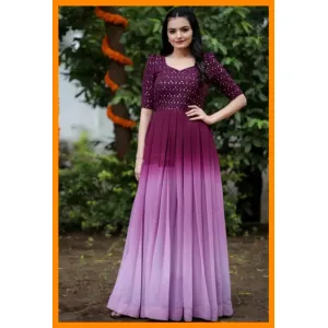 Beautiful Georgette Embroidered Mirror Work Anarkali Kurta