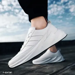 Trendy White Solid Sneakers For Men