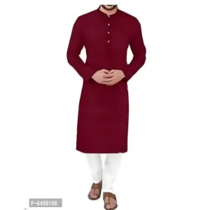 Classic Cotton Blend Solid Kurtas for Men

