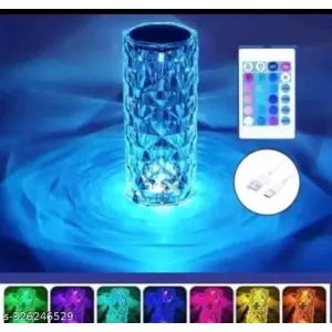 Crystal Table Lamp, Touch Remote Control Modern Nightstand Lamp, 16 Colors Changing Rose 