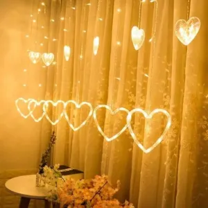 6*6 Heart Curtain Light With Different Flashing Modes💖