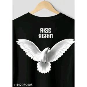 Mens black prinred cotton t-shirt