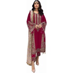 MAROON COLOR Heavy Fox Georgette with Heavy Embroidery Work Pakistani salwar suit (SEMI-ST