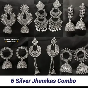 6 Silver Special Jhumkas Combo
