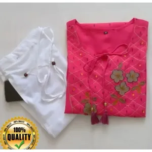 Stylish Rayon Embroidered Kurta With Pant Set For Women


