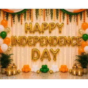 DINIPROPZ Happy Independence Day Golden Alphabet Balloons 