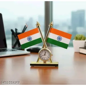 NP ENTERPRISES Tiranga Car Dashboard piece with Clock