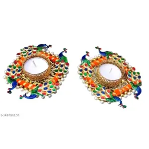 Deepti Decor Pack of 2 Peacock Tealight Candle Holders