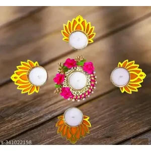 Deepti Decor Set of 5 Lotus Rani Handmade Tealight Candle Holders