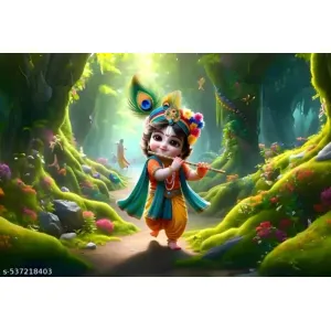 Baby Krishna Wall Printed Backdrop