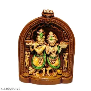 Rainbow Feathers Terracotta Handpainted Miniature Radha Krishna