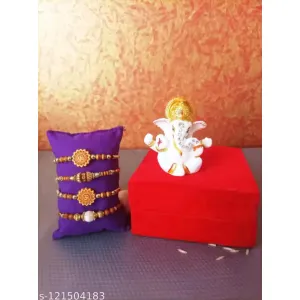 Combo of 4 Rakhi Set with Lord Ganesh Image