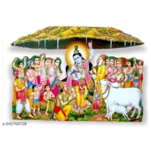 NEWKRA Govardhan Parvat Jhaki Wooden MDF