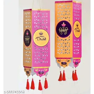 Diwali Hangig Kandil 4 side Papers Lantern-Set of 2