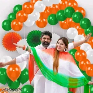 GUNJAN DECORATION Set of 60 pcs Tiranga Balloons