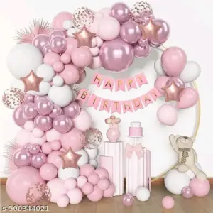 ANILOONS Pink Birthday Party Decoration Set