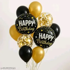 SISWORLD Black & Gold Happy Birthday Balloon Decoration Set