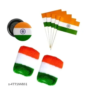 NS Combo Tiranga Wrist Band, Flags and Badge