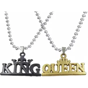 King Queen Pendant for Girlfriend and Boyfriend Valentine Day Gift for Men and Women Queen King Pendant / Locket Rhodium Stainless Steel Pendant