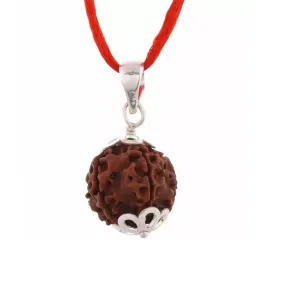 Original Natural 6 Mukhi Rudraksha Silver Pendant Locket for Men and women