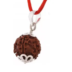 Original Natural 5 Mukhi Rudraksha Silver Pendant Locket for Men and women