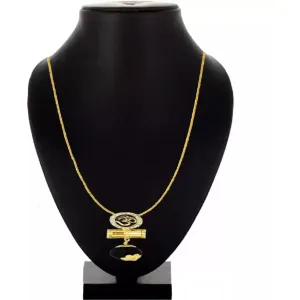 Natural 5 Mukhi Rudraksha Shiv shakti Damru Locket With Gold Plated Chain