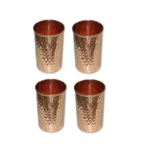 Pure Copper Hammered Handmade Glasses Set of 4