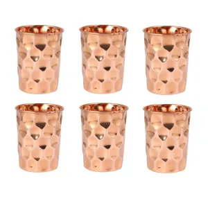 Pure Copper Handmade Diamond Shape Glasses Set of 6