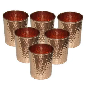 Pure Copper Hammered Handmade Glasses Set of 6
