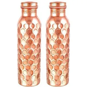 Diamond Design Pure Copper Jointless Leakproof Water Bottle Set of 2