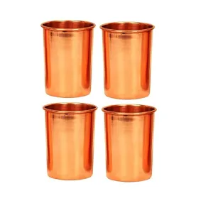 Pure Copper Handmade Plain Glass Set of 4