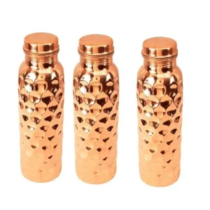 Diamond Design Pure Copper Jointless Leakproof Water Bottle Set of 3